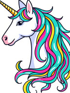 Vibrant Rainbow Mane Unicorn Head Rug