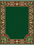 Emerald Green Bordered Floral Medallion Rug