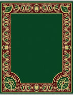 Emerald Green Bordered Floral Medallion Rug