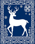 White Stag Winter Snowflake Border Rug
