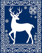 White Stag Winter Snowflake Border Rug
