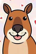 Cute Brown Kangaroo Heart Illustration Rug
