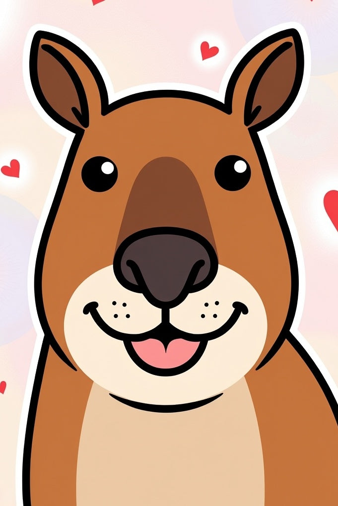 Cute Brown Kangaroo Heart Illustration Rug