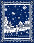 Classic Blue Winter Village Snowflakes Rug