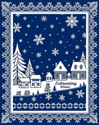 Classic Blue Winter Village Snowflakes Rug