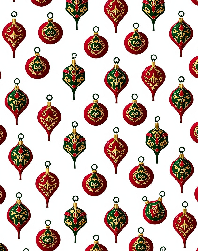 Ornate Red Gold Christmas Bauble Repeat Rug