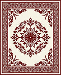 Crimson Medallion Ornamental Border Rug