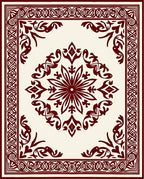Crimson Medallion Ornamental Border Rug