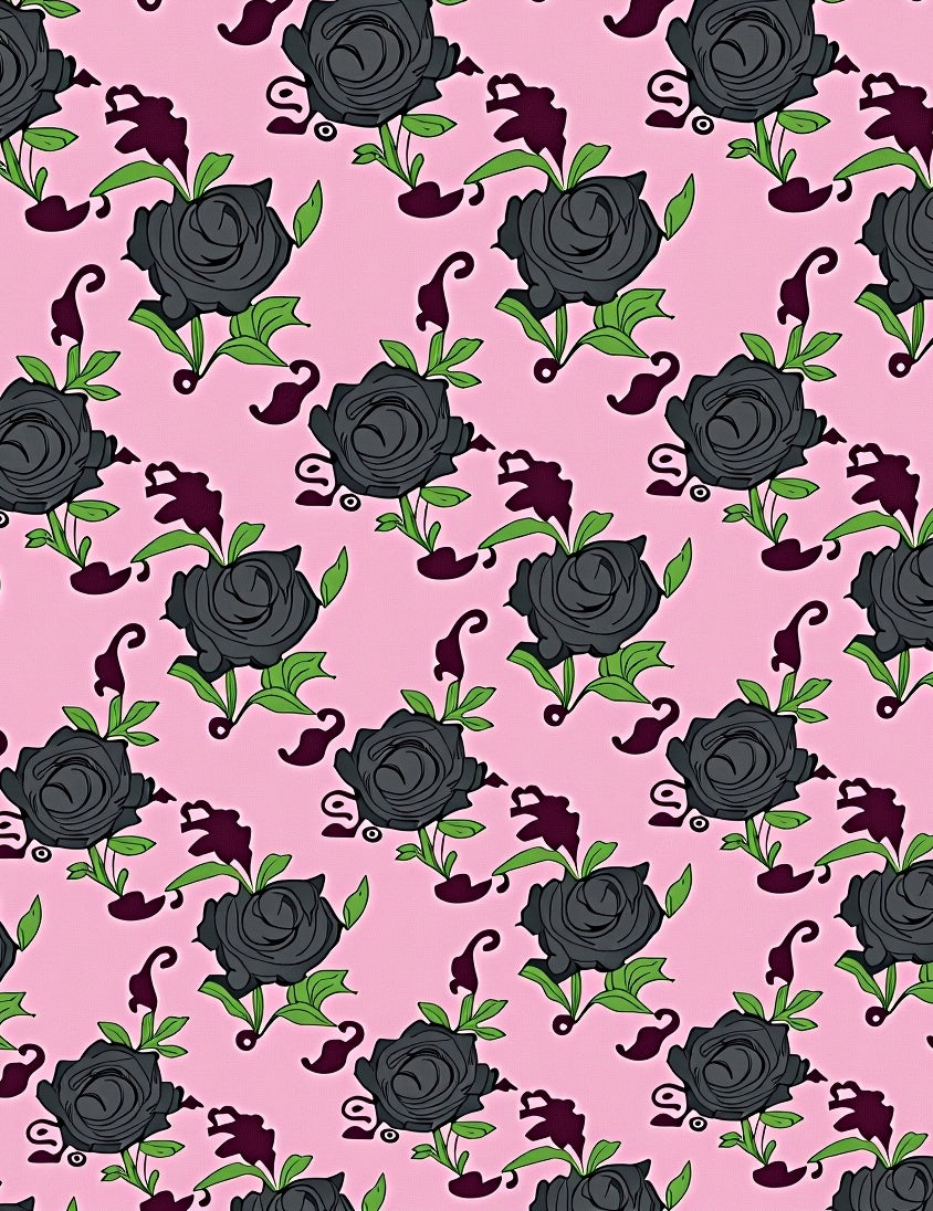 Dark Floral Rose Blossom Pink Background Rug