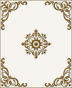 Ornate Gold Medallion Corner Accents Rug