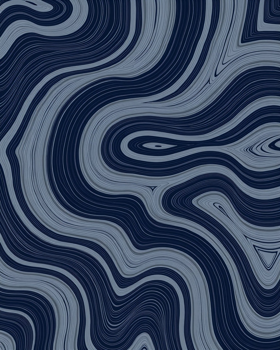 Dark Blue Swirling Agate Lines Rug