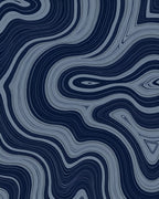 Dark Blue Swirling Agate Lines Rug