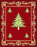 Festive Crimson Pine Forest Border Rug