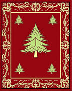 Festive Crimson Pine Forest Border Rug