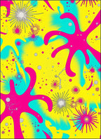 Vibrant Pink Starburst Cyan Swirl Rug