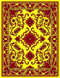 Vibrant Red Floral Medallion Yellow Rug