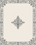 Elegant Ivory and Black Scrollwork Border Rug
