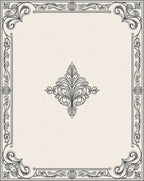 Elegant Ivory and Black Scrollwork Border Rug