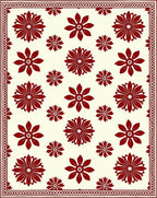 Deep Red Floral Medallion Ivory Rug