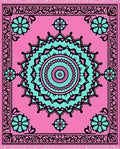 Pink Teal Floral Medallion Rug