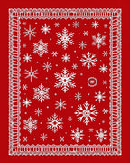 Red White Snowflake Lace Border Rug