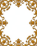 Golden Ornate Floral Corner Flourish Rug