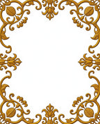 Golden Ornate Floral Corner Flourish Rug