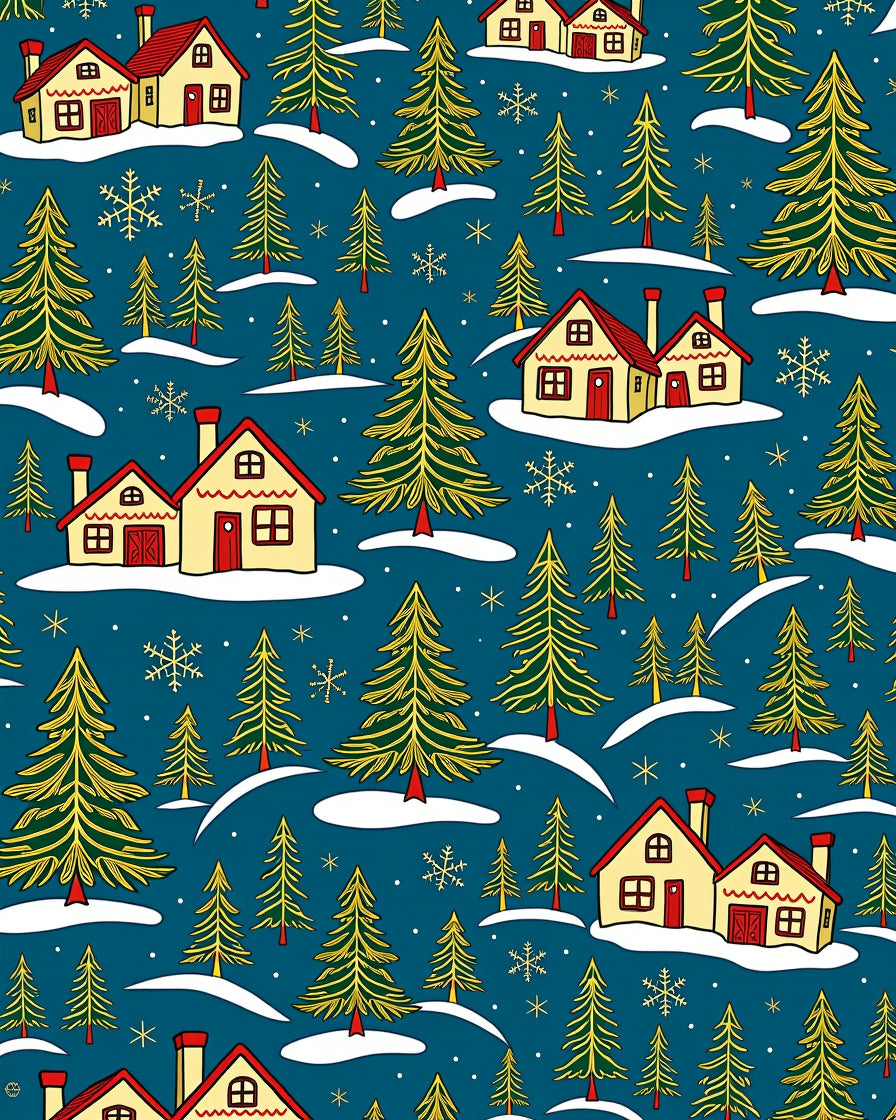 Cozy Village Christmas Tree Snowfall Rug
