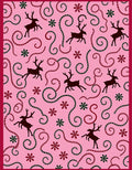 Pink Reindeer Swirl Snowflake Rug