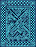 Teal Maze Geometric Border Rug
