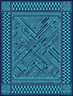 Teal Maze Geometric Border Rug