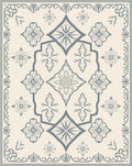 Classic Gray Floral Medallion Symmetry Rug