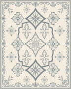 Classic Gray Floral Medallion Symmetry Rug