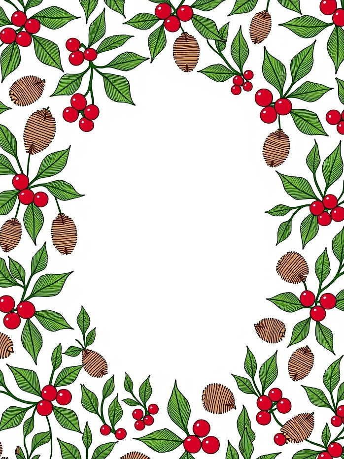 Red Berry Green Leaf Branch Accent Rug