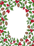 Red Berry Green Leaf Branch Accent Rug
