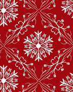 Crimson White Snowflake Medallion Layout Rug