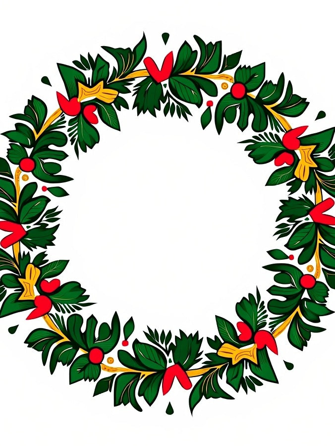 Festive Green Red Gold Holly Wreath Rug