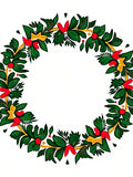 Festive Green Red Gold Holly Wreath Rug