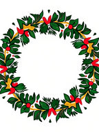 Festive Green Red Gold Holly Wreath Rug