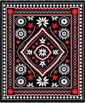 Bold Red White Black Folk Rug