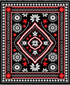 Bold Red White Black Folk Rug