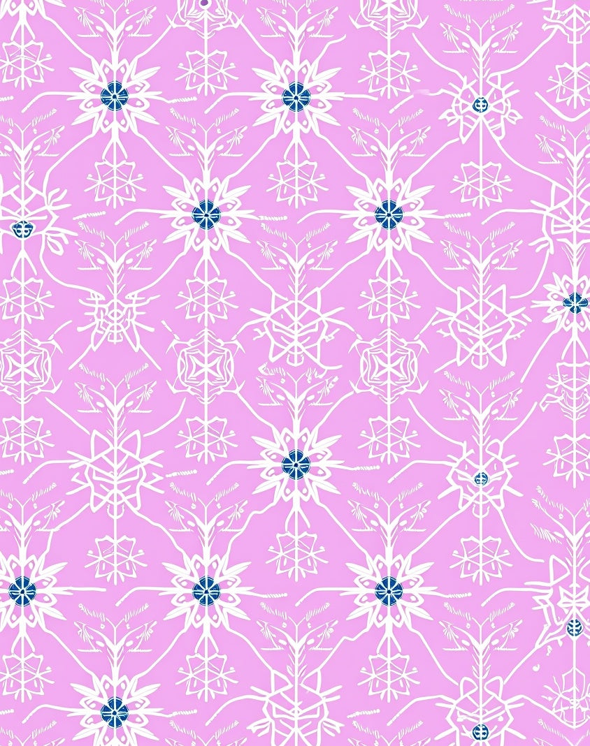 Pink White Floral Snowflake Bloom Rug