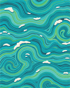 Aqua Green Swirling Clouds Rug