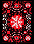 Crimson White Floral Symmetry Rug