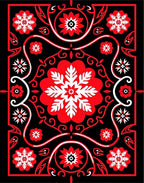 Crimson White Floral Symmetry Rug