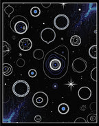 Cosmic Blue Abstract Celestial Circles Rug
