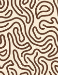 Warm Cream Brown Swirling Lines Rug