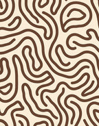 Warm Cream Brown Swirling Lines Rug