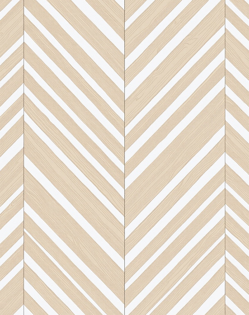 Natural Wood Grain Chevron Stripes Rug