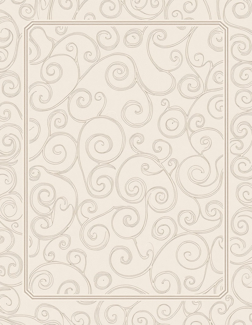 Cream Swirl Scroll Border Rug